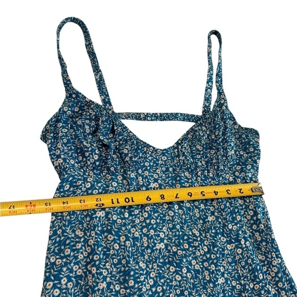 Princess Polly Georgia Blue Flroal Print Open Back Side Slit Midi Dress Size 10 - Picture 10 of 17